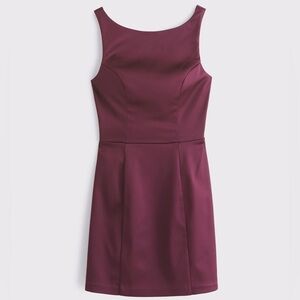 High-Neck Satin Sculpt Mini Dress - Abercrombie